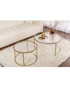 Salontafelset Aurum 80, 60 goud/transparant - 80x43x80 cm/60x39x60 cm