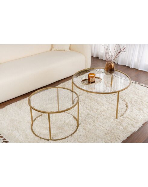Salontafelset Aurum 80, 60 goud/transparant - 80x43x80 cm/60x39x60 cm