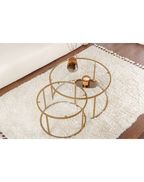 Salontafelset Aurum 80, 60 goud/transparant - 80x43x80 cm/60x39x60 cm