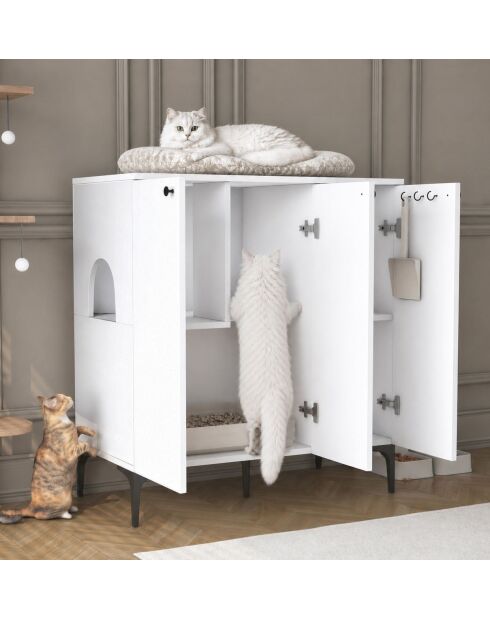 Houten kattenhuis PA102 - 5177 wit - 90x98,6x45 cm