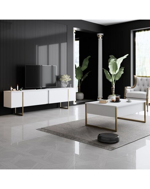 Set de muebles de salón Luxe Set blanco/dorado - 180x30x47 cm/90x40x60 cm