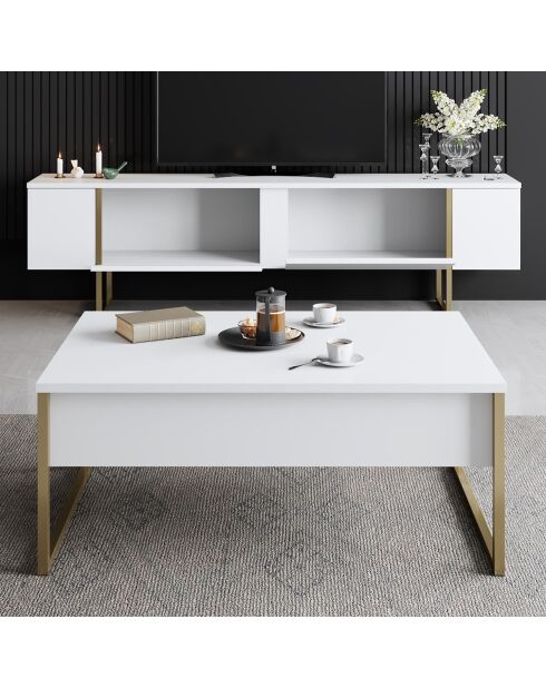 Set de muebles de salón Luxe Set blanco/dorado - 180x30x47 cm/90x40x60 cm