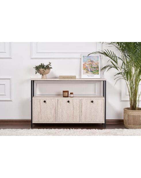 Solace console travertijn/zwart - 120x77x30 cm