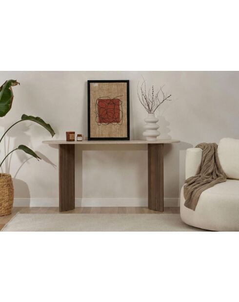 Buffet Sira travertin/noyer de venise - 150x75x35 cm