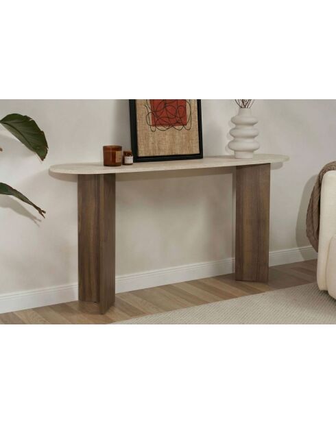 Buffet Sira travertin/noyer de venise - 150x75x35 cm