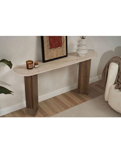 Buffet Sira travertin/noyer de venise - 150x75x35 cm