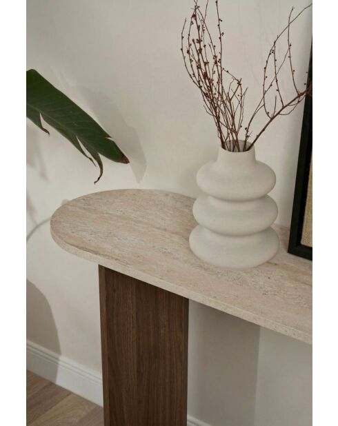 Buffet Sira travertin/noyer de venise - 150x75x35 cm