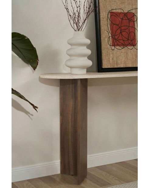 Buffet Sira travertin/noyer de venise - 150x75x35 cm