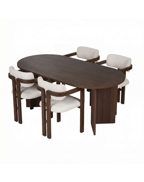 Ensemble table et chaises de salle à manger (5 pièces) Meridia 4 noyer milano/noyer foncé/blanc - 180x75x90 cm/54x76x54 cm