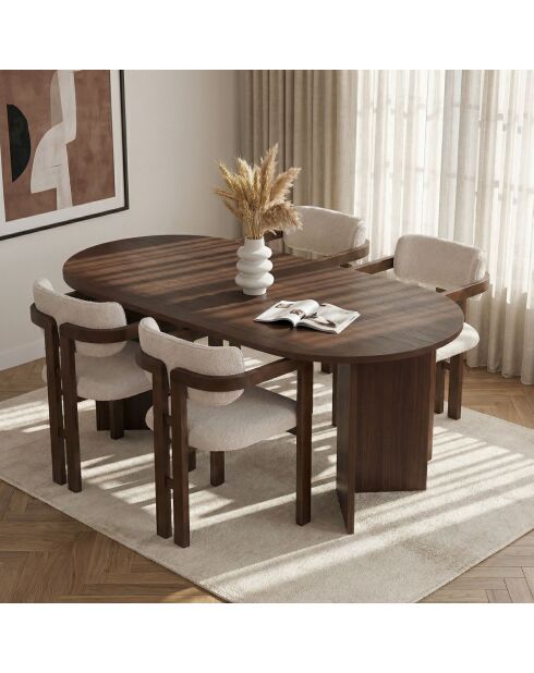 Ensemble table et chaises de salle à manger (5 pièces) Meridia 4 noyer milano/noyer foncé/blanc - 180x75x90 cm/54x76x54 cm