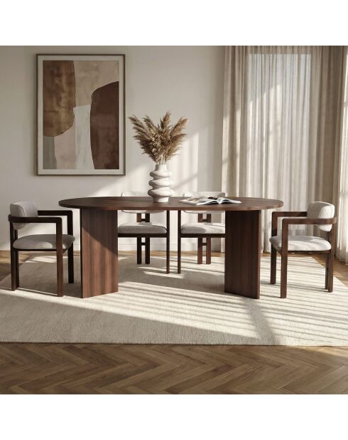 Ensemble table et chaises de salle à manger (5 pièces) Meridia 4 noyer milano/noyer foncé/blanc - 180x75x90 cm/54x76x54 cm