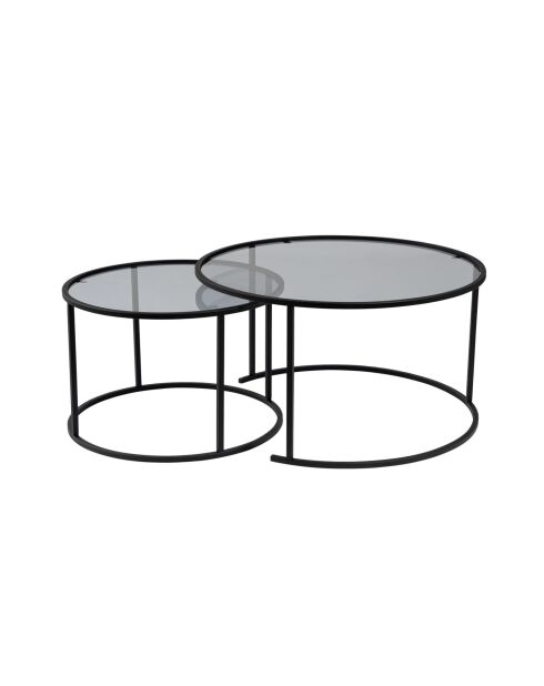 Salontafelset Aurum 80, 60 zwart/grijs - 80x43x80 cm/60x39x60 cm