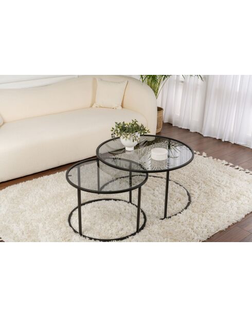 Salontafelset Aurum 80, 60 zwart/grijs - 80x43x80 cm/60x39x60 cm