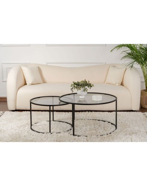 Salontafelset Aurum 80, 60 zwart/grijs - 80x43x80 cm/60x39x60 cm
