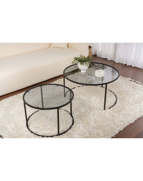 Salontafelset Aurum 80, 60 zwart/grijs - 80x43x80 cm/60x39x60 cm