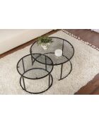 Salontafelset Aurum 80, 60 zwart/grijs - 80x43x80 cm/60x39x60 cm