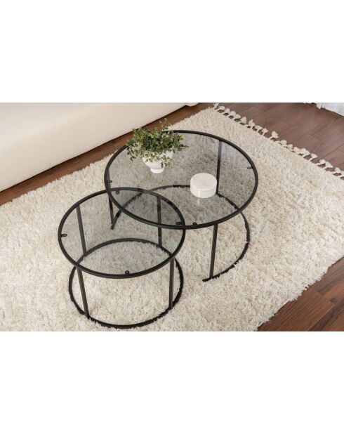 Salontafelset Aurum 80, 60 zwart/grijs - 80x43x80 cm/60x39x60 cm