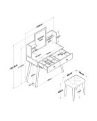 BJ159 make-uptafel - 3998 wit - 103x133,8x40 cm/45x35 cm