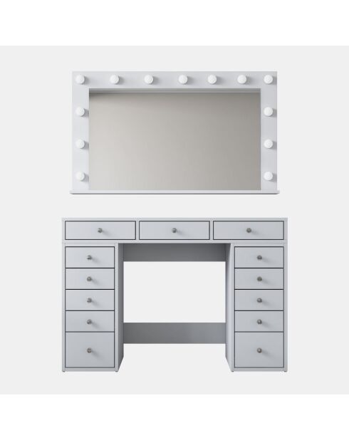 Table de maquillage BJ196 - 5170 blanche - 120 x 81,6 x 44,5 cm/120 x 71,8 x 15 cm