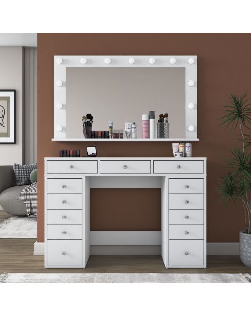 Table de maquillage BJ196 - 5170 blanche - 120 x 81,6 x 44,5 cm/120 x 71,8 x 15 cm
