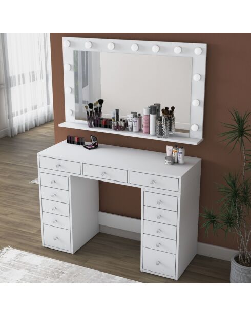 Table de maquillage BJ196 - 5170 blanche - 120 x 81,6 x 44,5 cm/120 x 71,8 x 15 cm