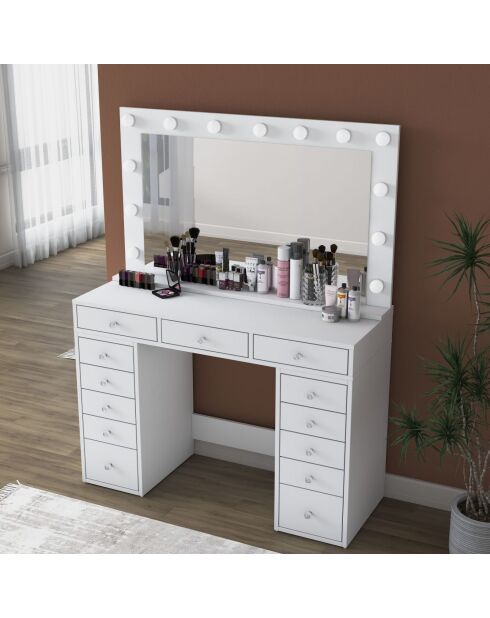 Table de maquillage BJ196 - 5170 blanche - 120 x 81,6 x 44,5 cm/120 x 71,8 x 15 cm