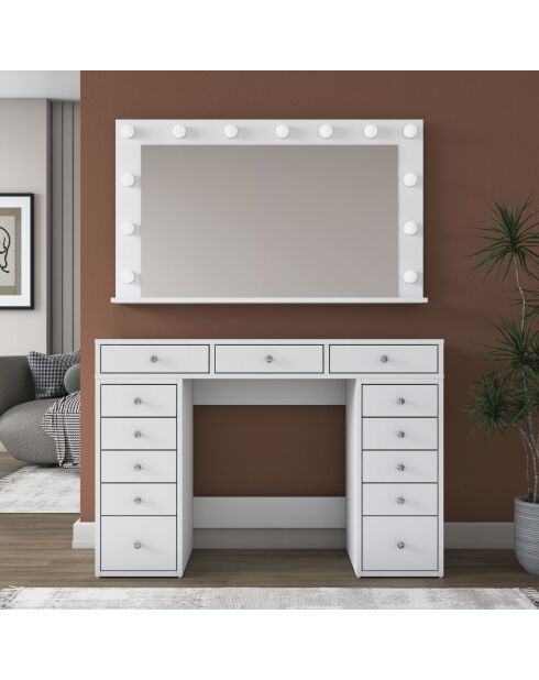 Table de maquillage BJ196 - 5170 blanche - 120 x 81,6 x 44,5 cm/120 x 71,8 x 15 cm
