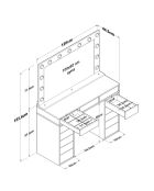 Tavolo da trucco BJ196 - 5170 bianco - 120 x 81,6 x 44,5 cm/120 x 71,8 x 15 cm