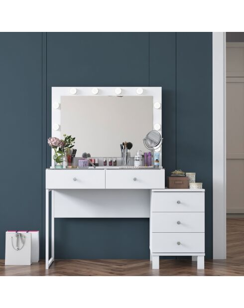 Table de maquillage BJ150 - 3867 blanche - 120 x 141,8 x 40 cm