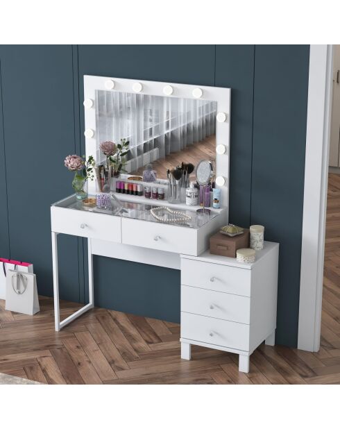 Table de maquillage BJ150 - 3867 blanche - 120 x 141,8 x 40 cm