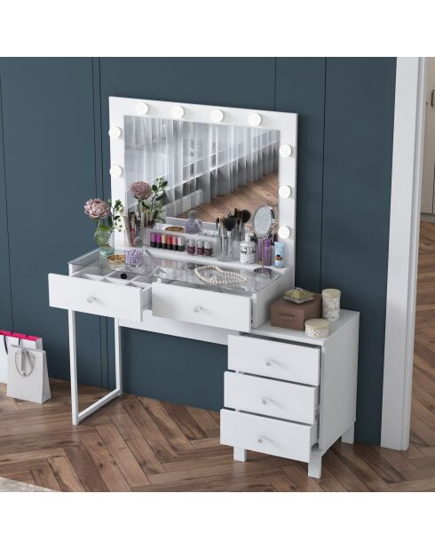 Table de maquillage BJ150 - 3867 blanche - 120 x 141,8 x 40 cm