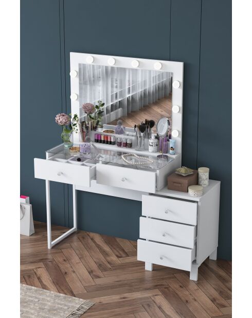 Table de maquillage BJ150 - 3867 blanche - 120 x 141,8 x 40 cm
