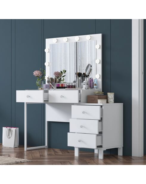 Table de maquillage BJ150 - 3867 blanche - 120 x 141,8 x 40 cm