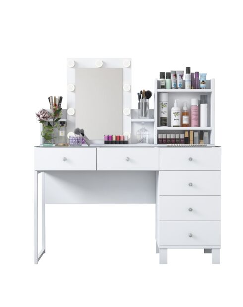 Table de maquillage BJ141 - 3837 blanche - 120 x 136,8 x 40 cm