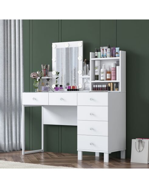 Table de maquillage BJ141 - 3837 blanche - 120 x 136,8 x 40 cm