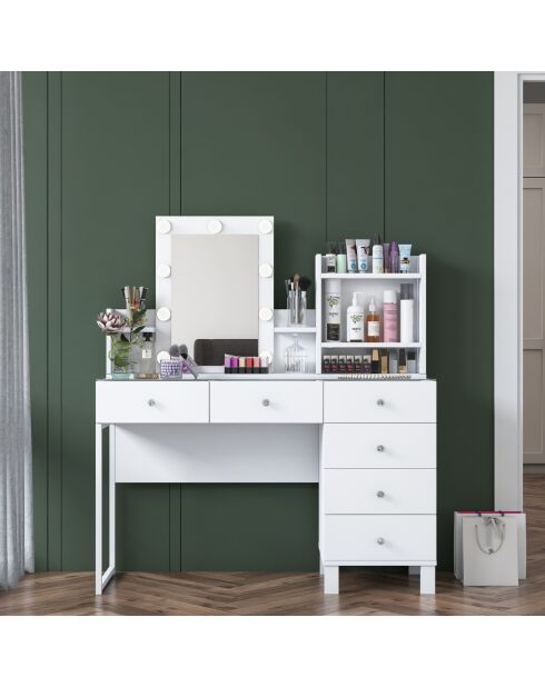 Table de maquillage BJ141 - 3837 blanche - 120 x 136,8 x 40 cm
