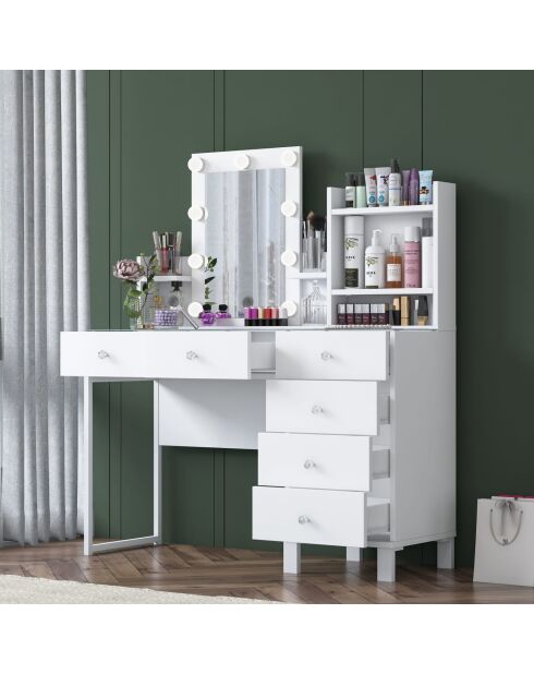 Table de maquillage BJ141 - 3837 blanche - 120 x 136,8 x 40 cm