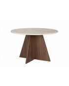 Virella eettafel van travertijn/venetiaans notenhout - 120x75x120 cm