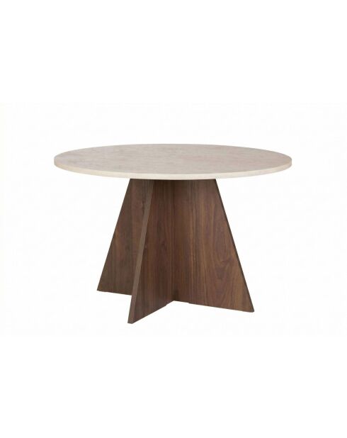 Virella eettafel van travertijn/venetiaans notenhout - 120x75x120 cm