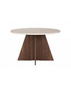 Virella eettafel van travertijn/venetiaans notenhout - 120x75x120 cm