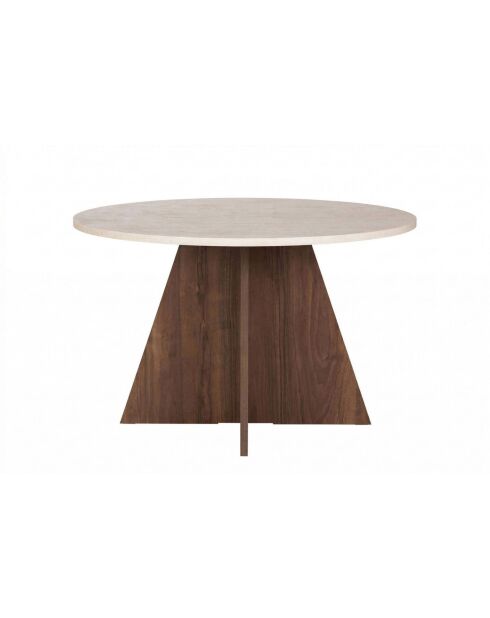 Virella eettafel van travertijn/venetiaans notenhout - 120x75x120 cm