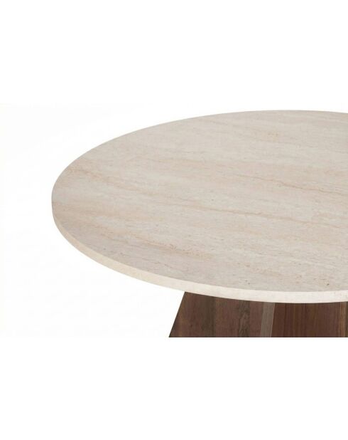 Virella eettafel van travertijn/venetiaans notenhout - 120x75x120 cm