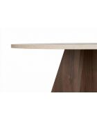 Virella eettafel van travertijn/venetiaans notenhout - 120x75x120 cm