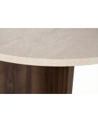 Virella eettafel van travertijn/venetiaans notenhout - 120x75x120 cm