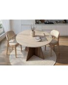 Virella eettafel van travertijn/venetiaans notenhout - 120x75x120 cm