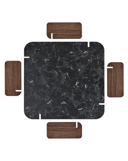 Marais lotus/walnoot salontafel - 117x35x117 cm