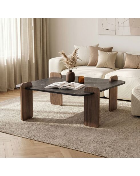 Marais lotus/walnoot salontafel - 117x35x117 cm