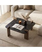Marais lotus/walnoot salontafel - 117x35x117 cm