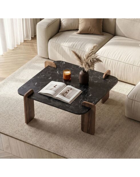 Marais lotus/walnoot salontafel - 117x35x117 cm