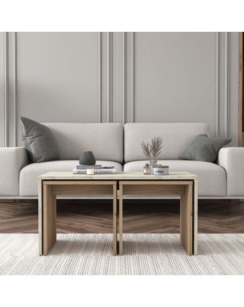 Salontafelset AB114 - 4729 travertijn - 90x44,8x40 cm/41,4x42x38 cm